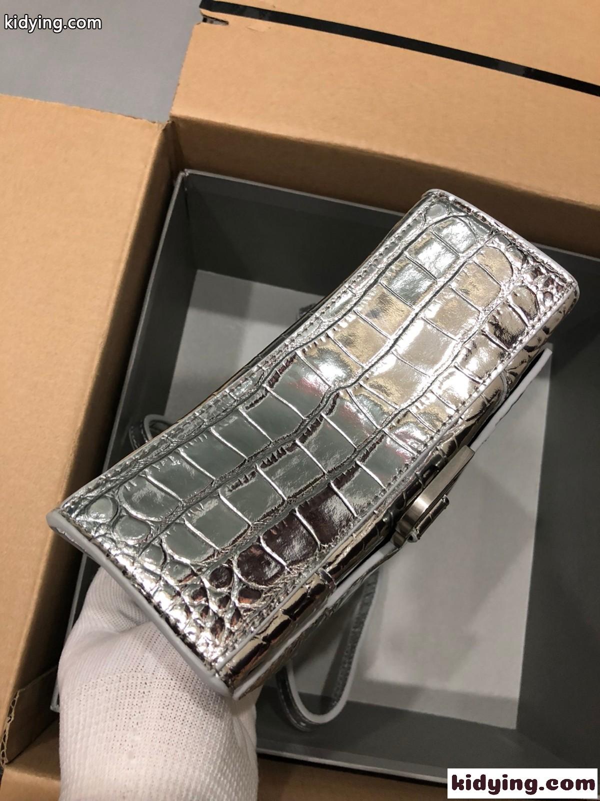 クロコダイル型押し バレンシアガ バッグ コピー レディース HOURGLASS 上品 人気 ハンドバッグ-3