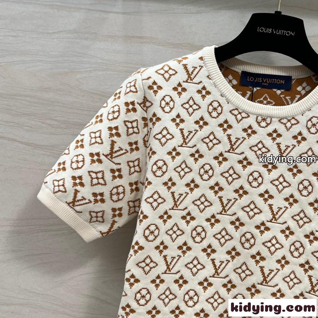 モノグラムジャカードニットトップ ルイ・ヴィトン Tシャツ 偽物 半袖 トップス-0