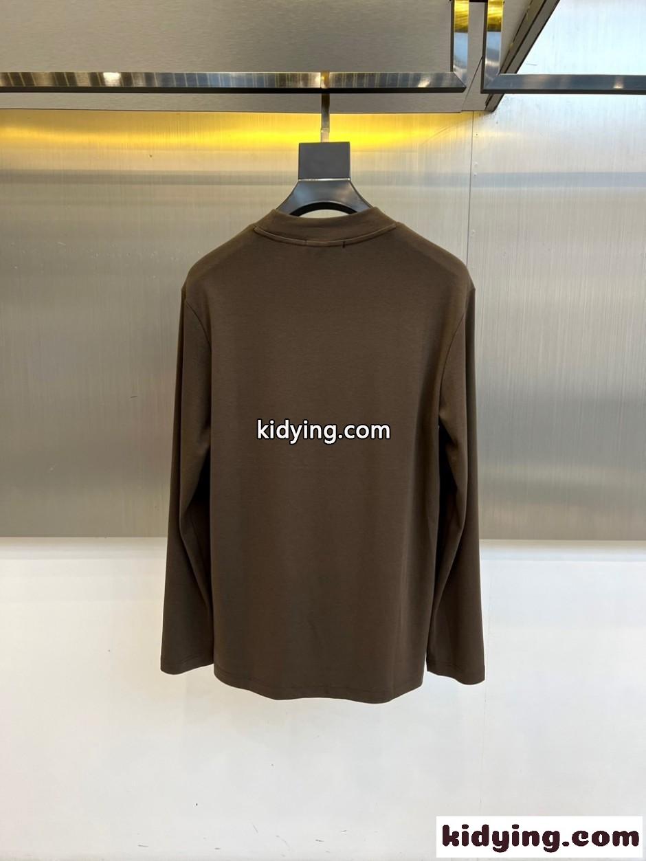 おしゃれ ロゴ入り クルーネック 長袖Tシャツ ルイ・ヴィトン Tシャツ 偽物 ブラウン-3
