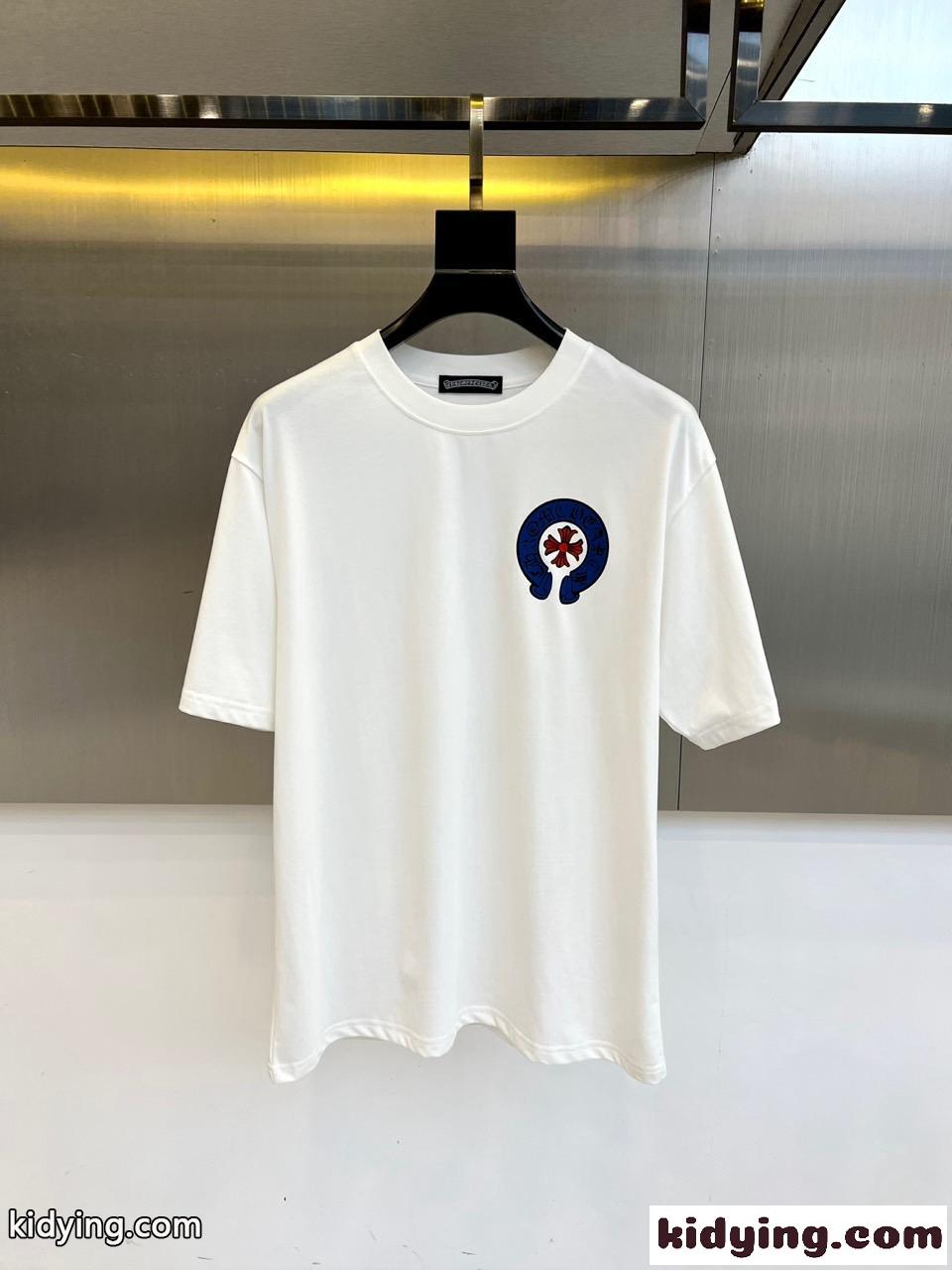 カジュアル プリント クルーネック 半袖Tシャツ クロムハーツ Tシャツ 偽物 ホワイト-0