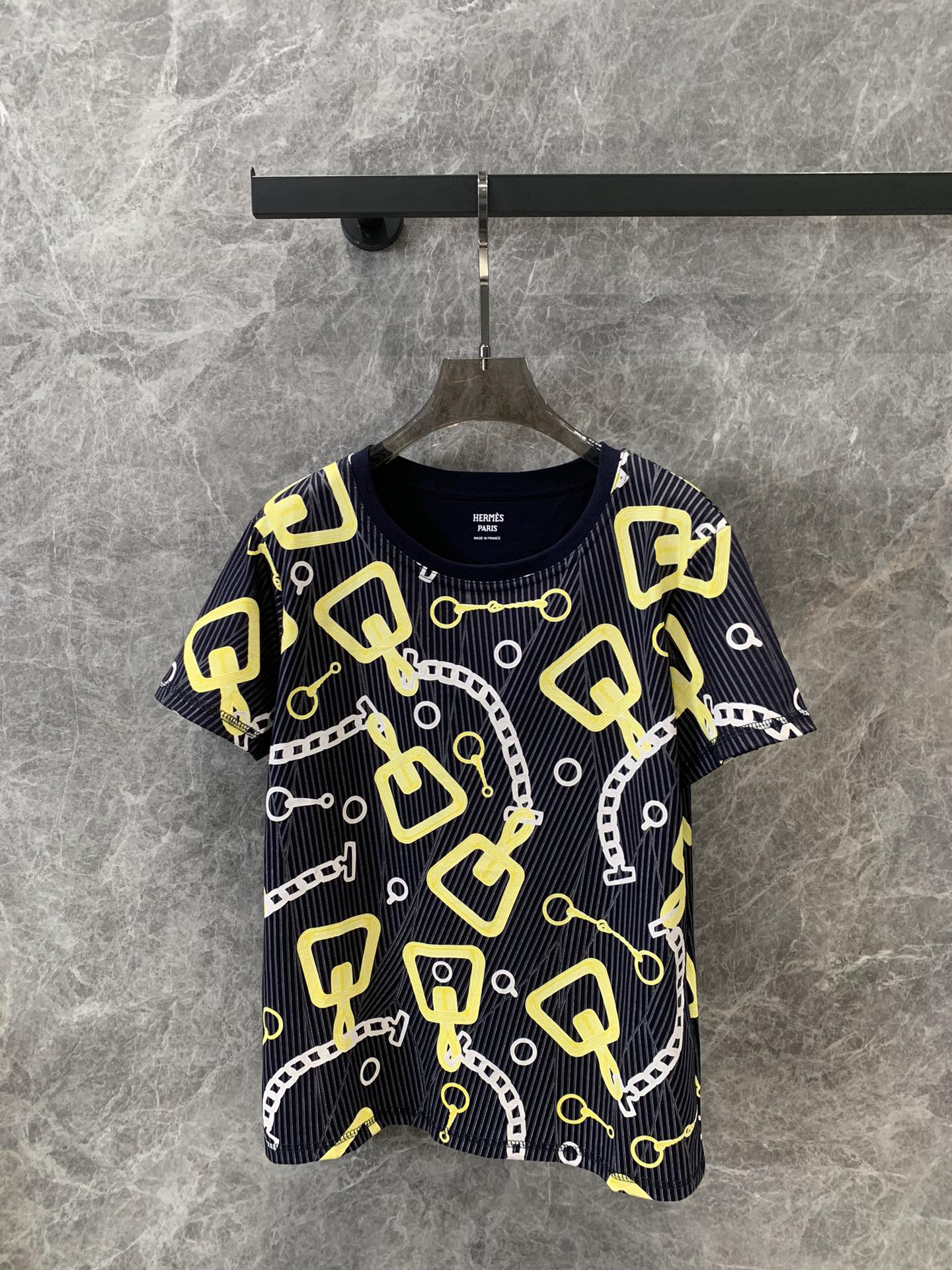 カジュアル お洒落 コットン 半袖Tシャツ エルメス Tシャツ コピー ブラック-0
