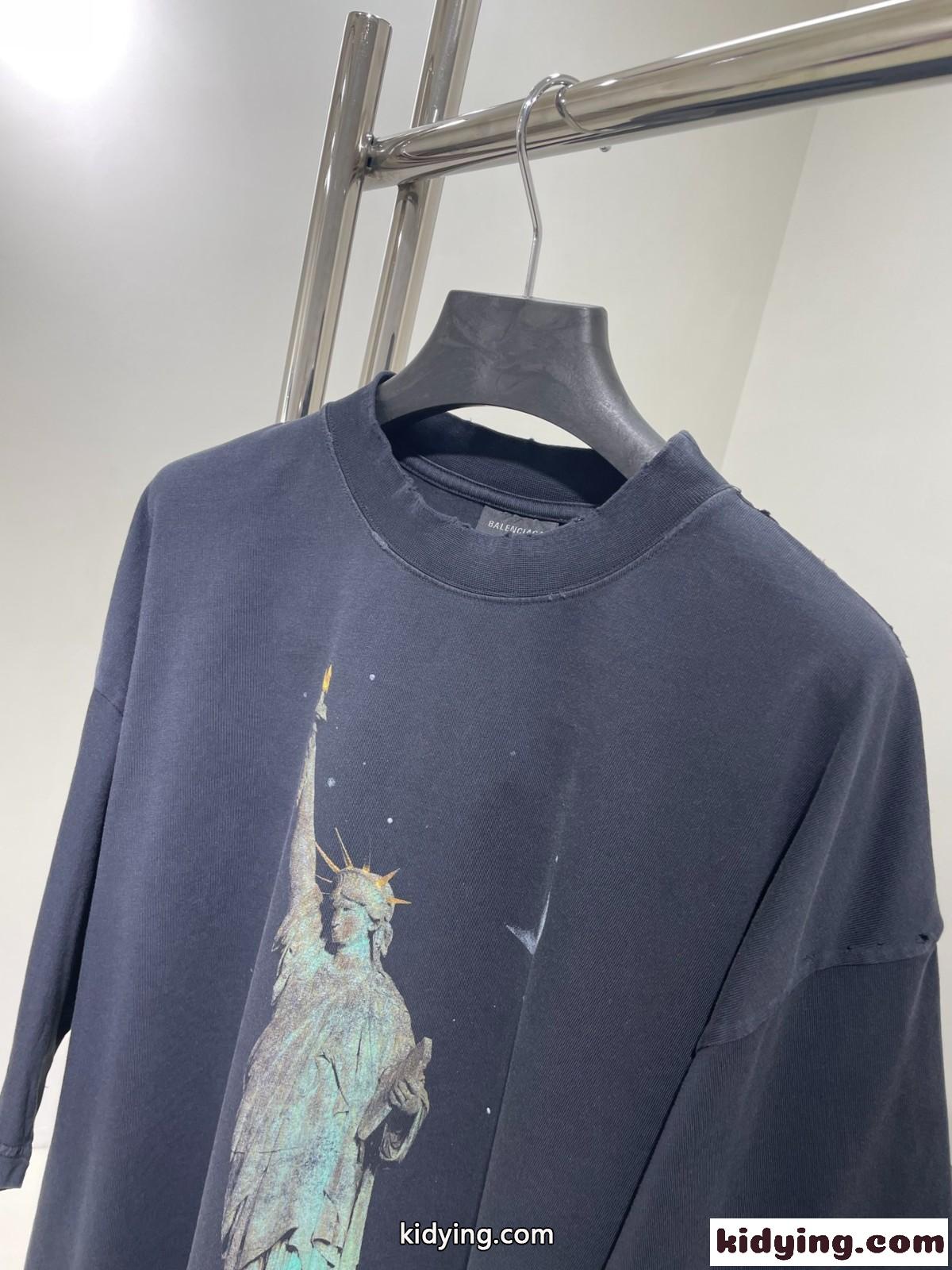 人気 カジュアル プリント 半袖Tシャツ バレンシアガ Tシャツ コピー ユニセックス グレー-3
