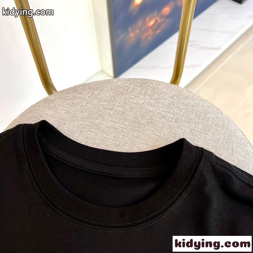 カジュアル ゆったり クルーネック ロゴ 半袖 バーバリー Tシャツ コピー ブラック-2