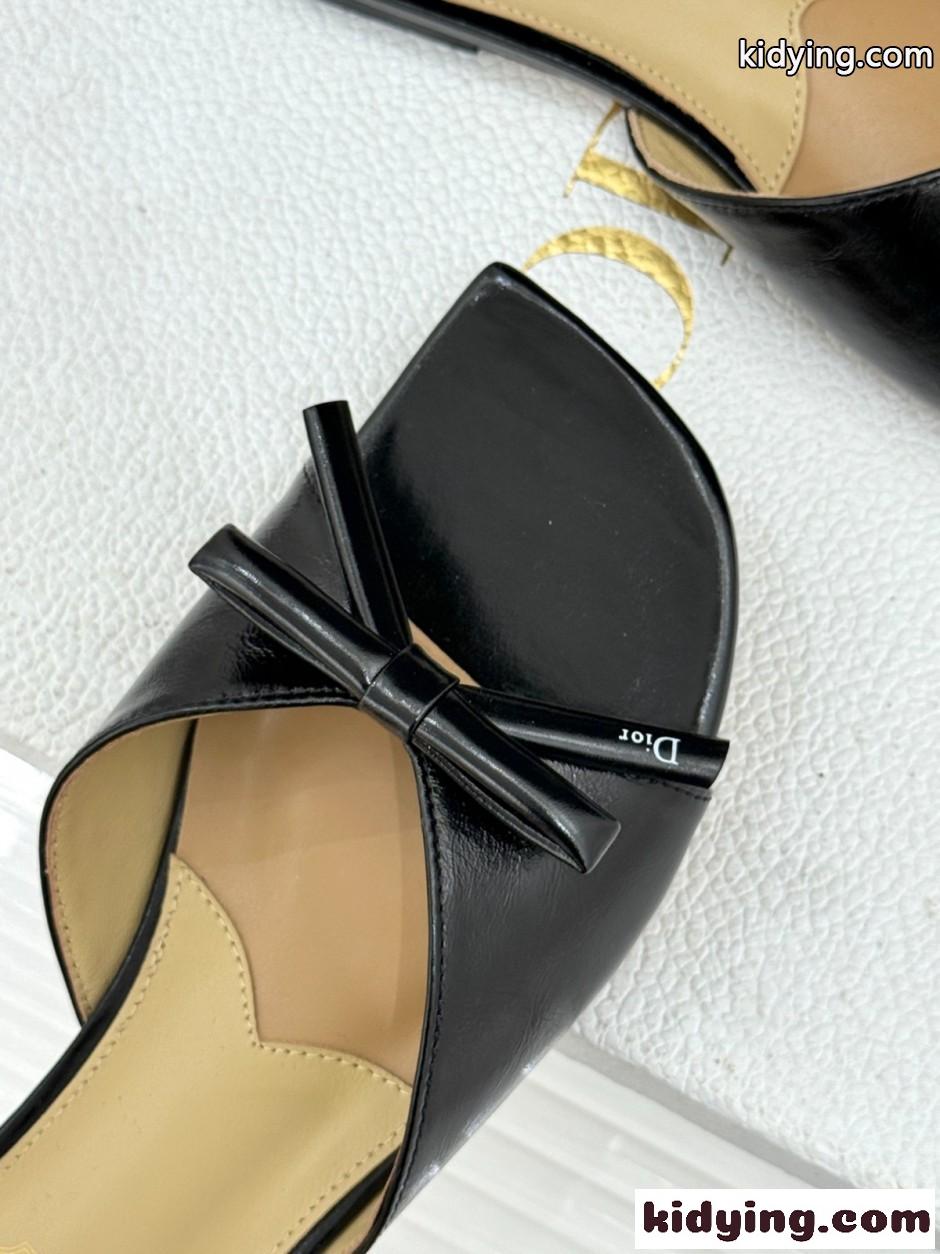 洗練された Dior Bow スライド クリスチャン・ディオール サンダル コピー ブラック-3