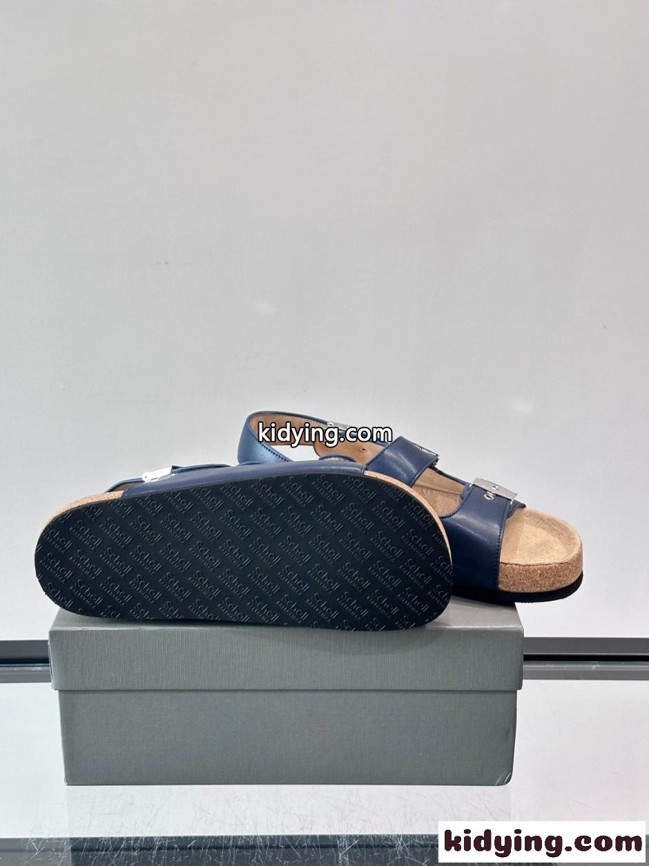 バレンシアガ x Scholl レザー サンダル カジュアル 人気 スーパーコピー ブルー-4
