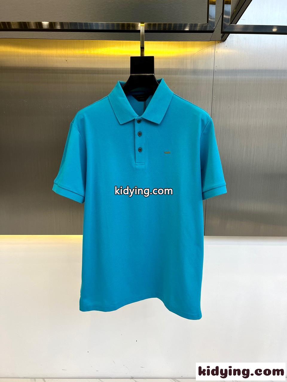 エルメネジルド・ゼニア 半袖Tシャツ コピー コットンピケポロシャツ ブルー-0