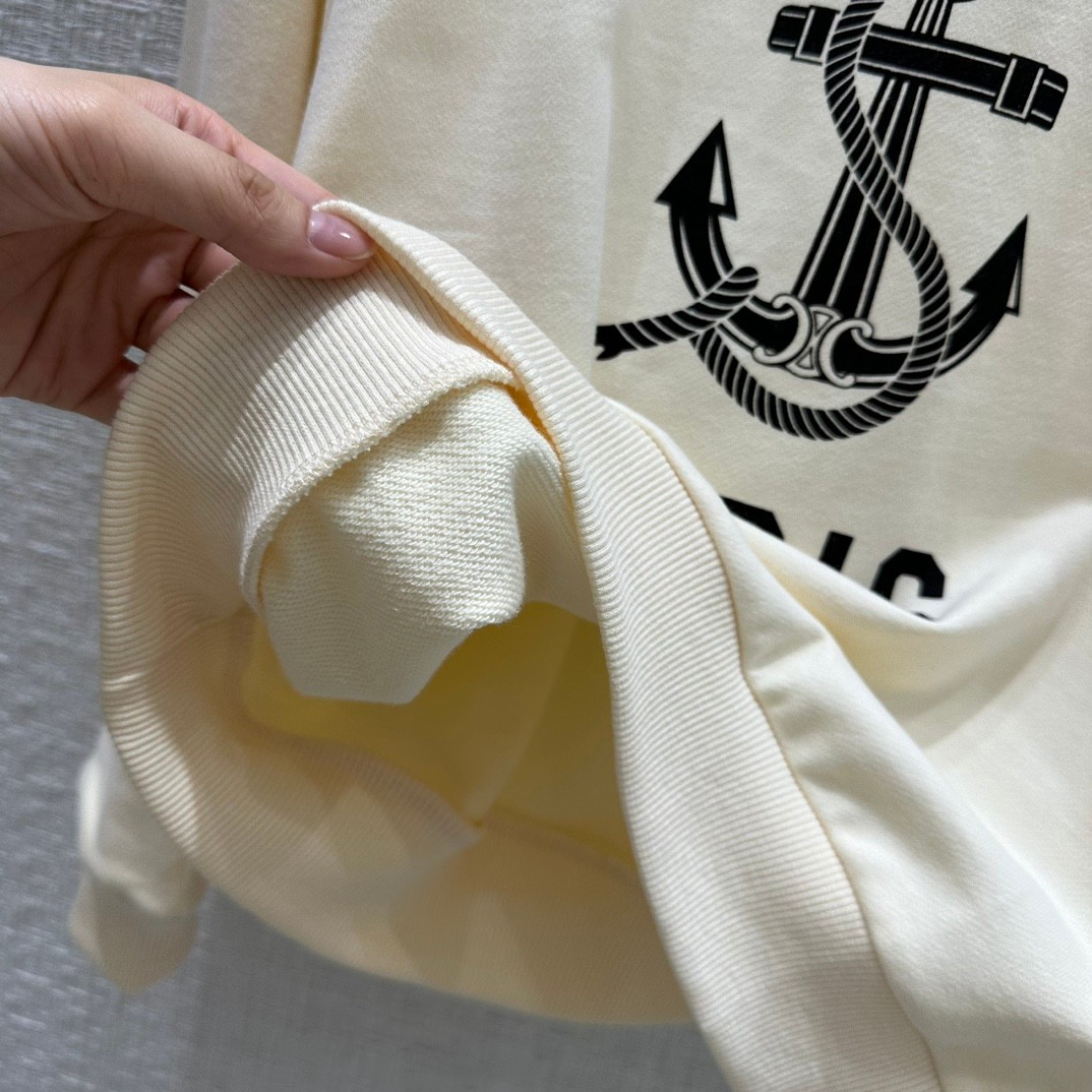 ロゴプリント クルーネック コットント レーナー セリーヌ Tシャツ コピー ベージュ-4