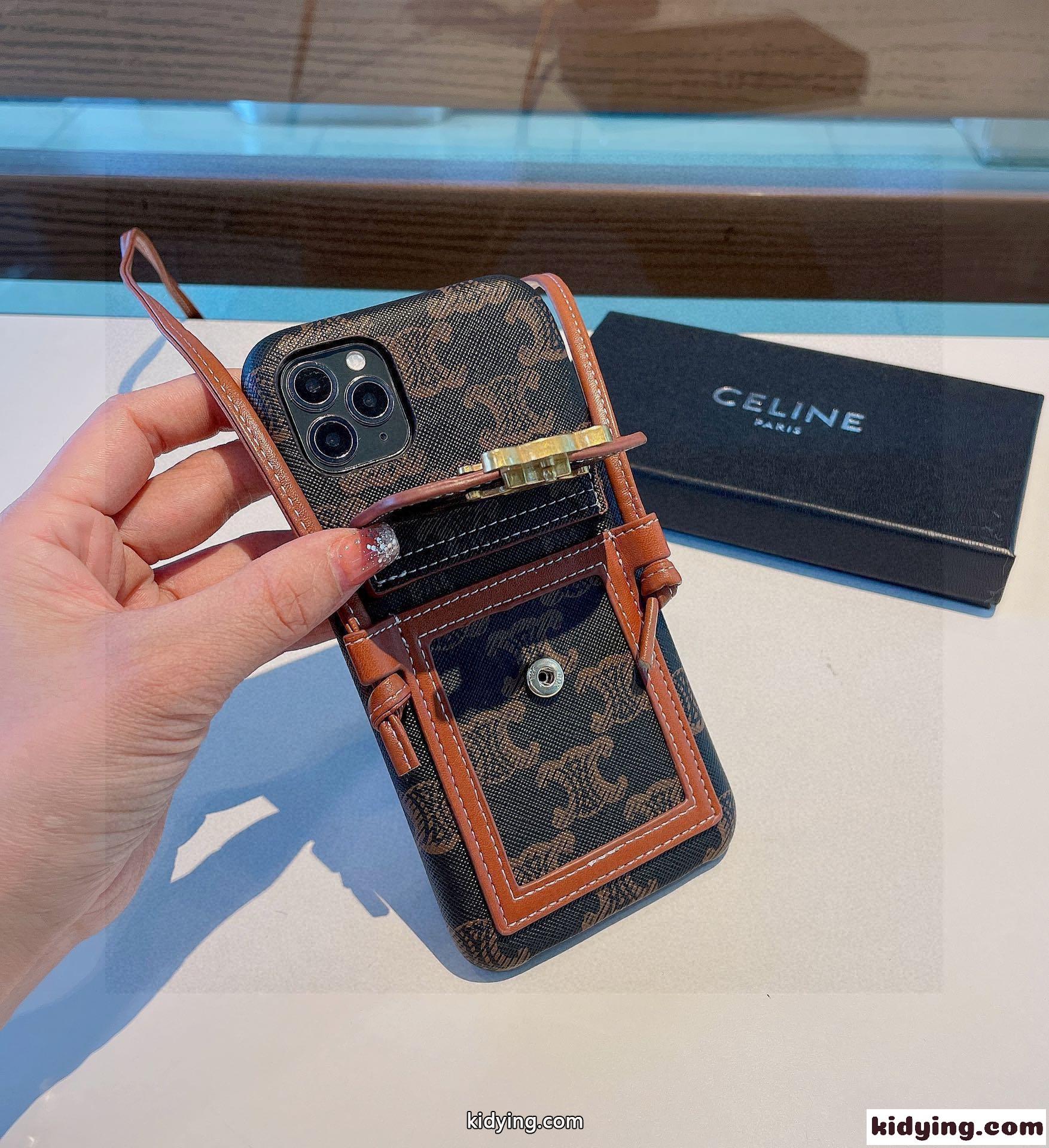 斜めがけ ショルダー 落下防止 スマホケース セリーヌ アイフォンケース コピー おしゃれ カード収納-2