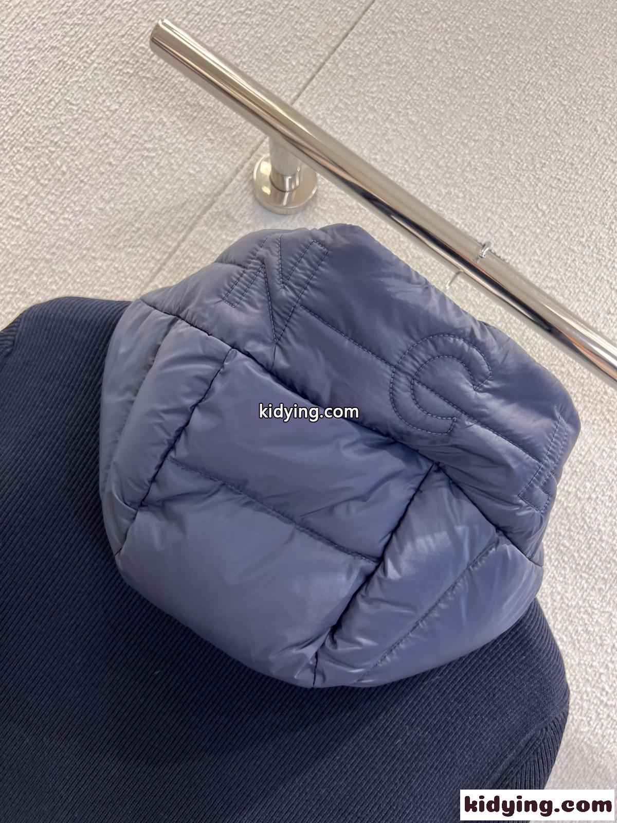 洗練された 上品 ニット切り替え ブルゾン モンクレール ダウンジャケット 偽物 ネイビー-3