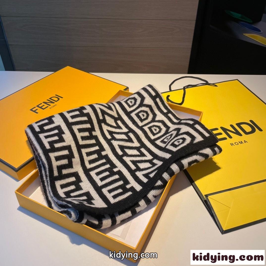 FENDI ROMA カプセル コレクション ツートン ニットマフラー フェンディ スカーフ コピー-1