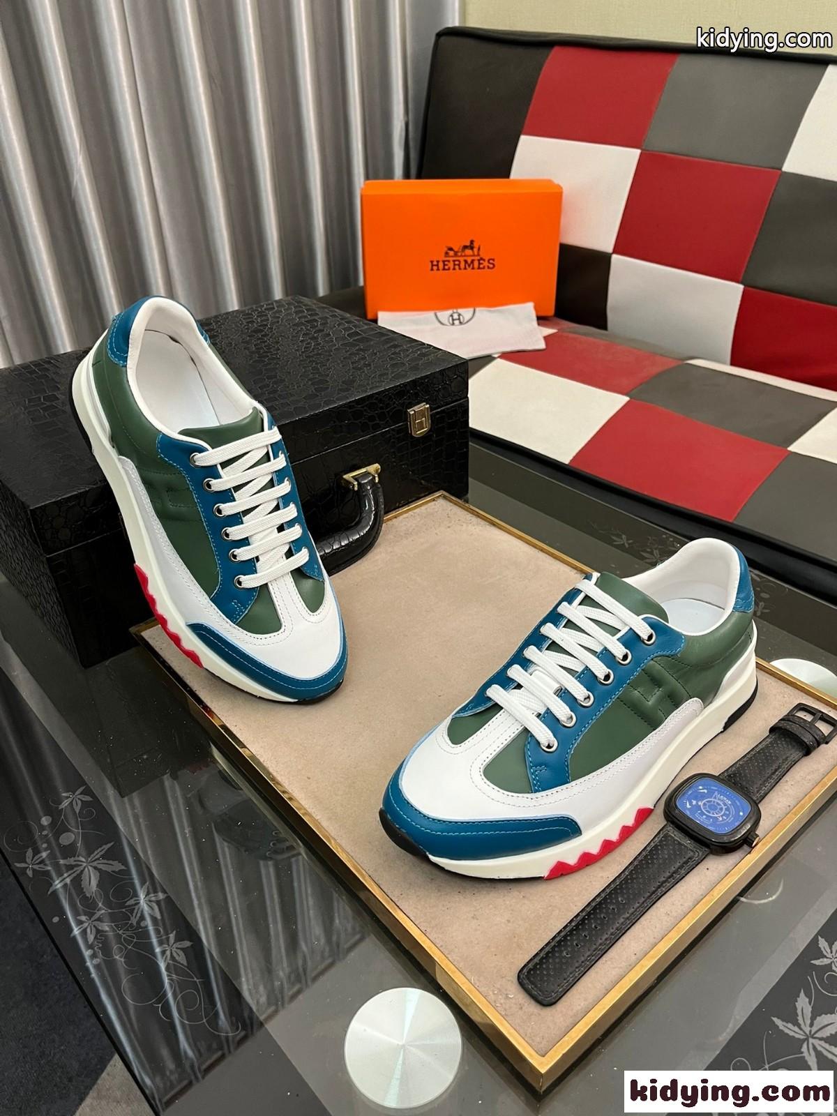 カジュアル エルメス スニーカー コピー マルチカラー レザー スニーカー-2