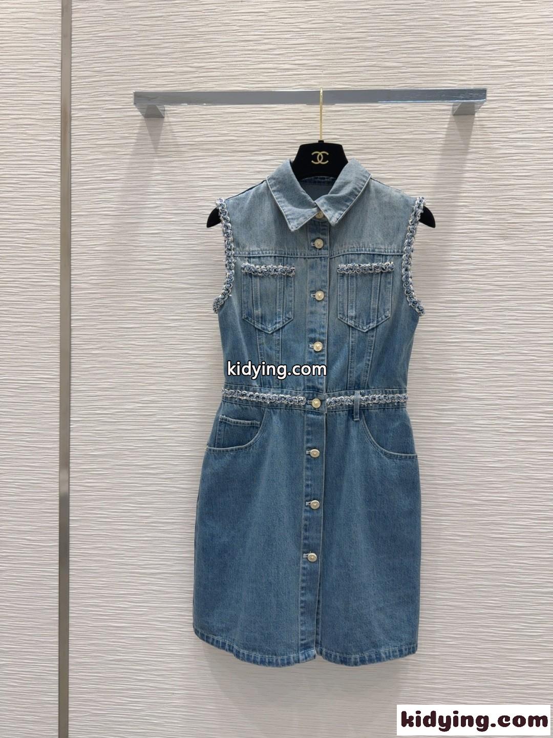 シャネル ワンピース コピー カジュアル デニム ノースリーブワンピース-2