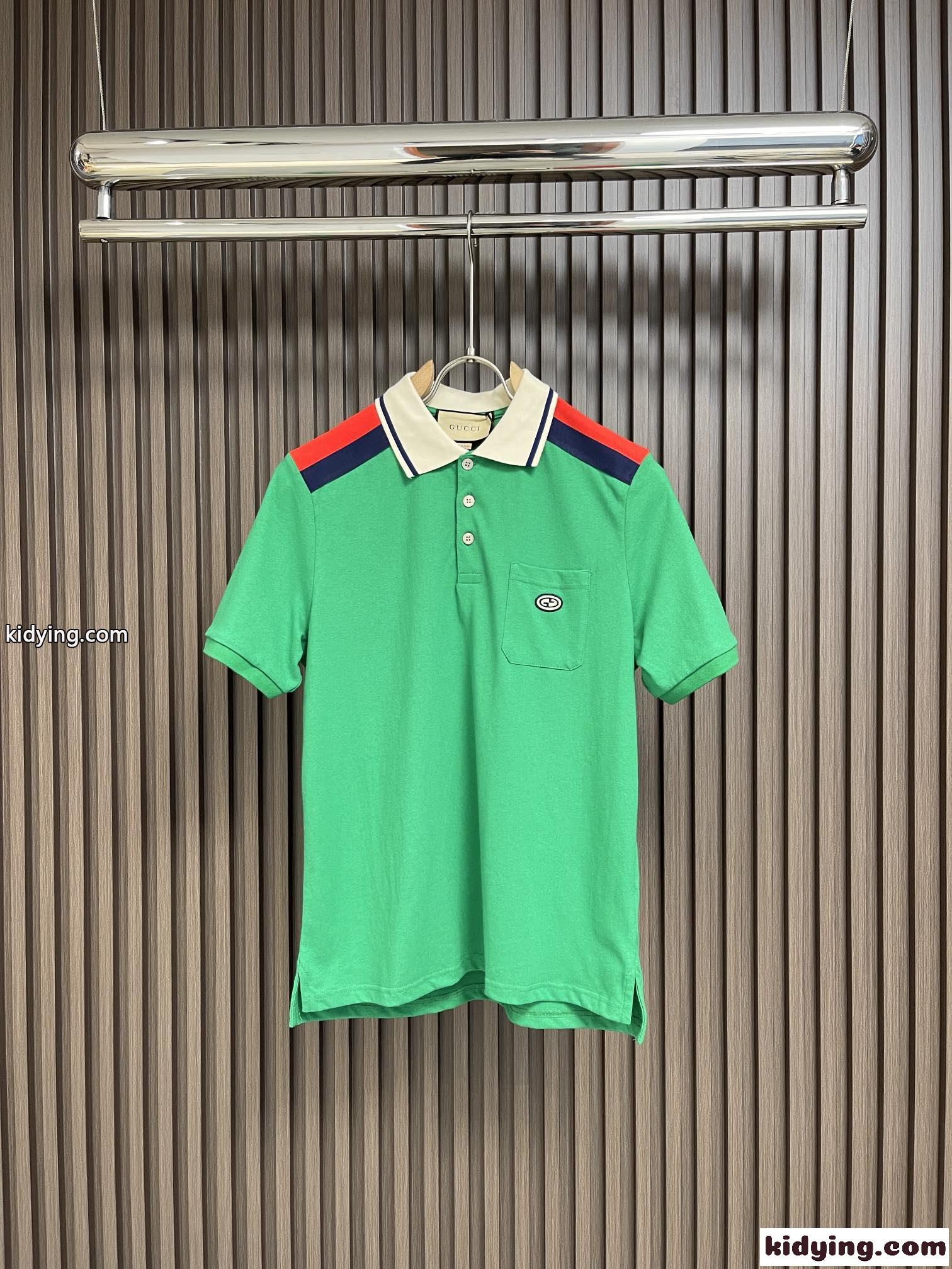 人気 GG パッチ付き コットン ポロシャツ グッチ Tシャツ コピー グリーン-0