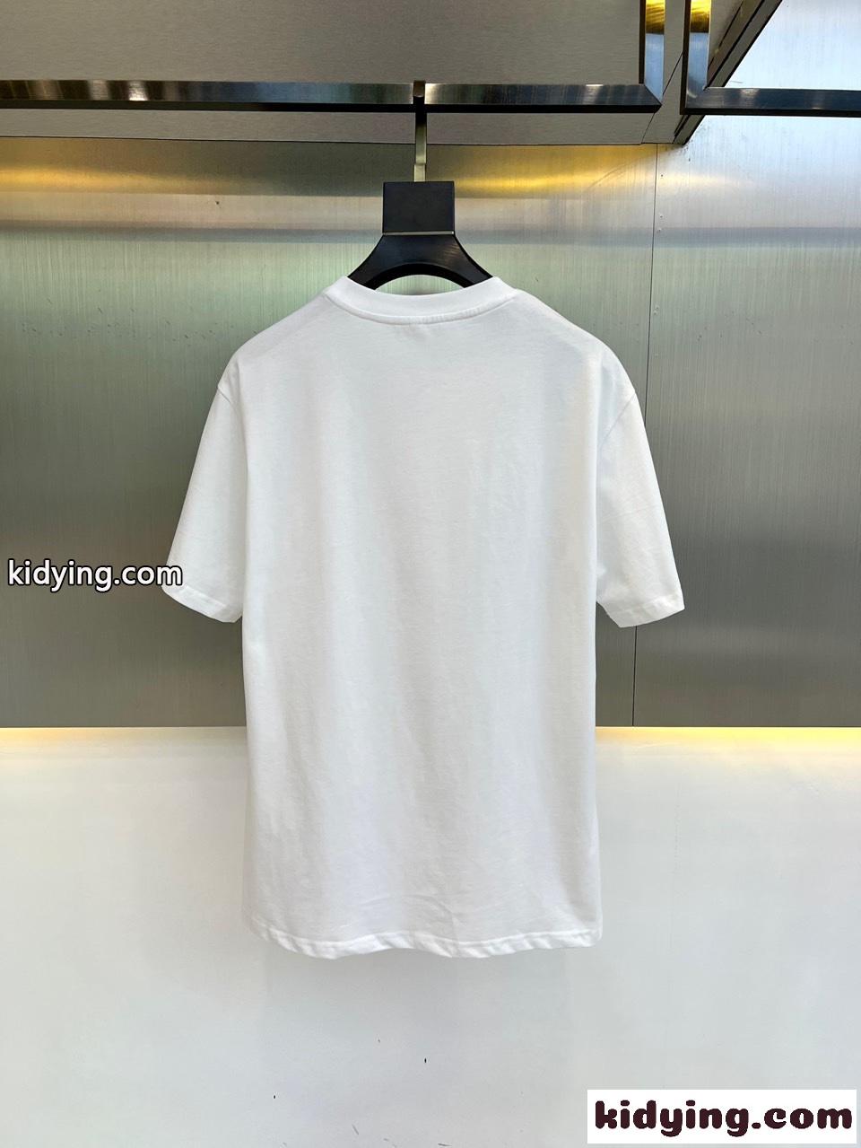 シンプル 着回し ロゴ クルーネック 半袖Tシャツ バレンシアガ Tシャツ コピー ホワイト-3