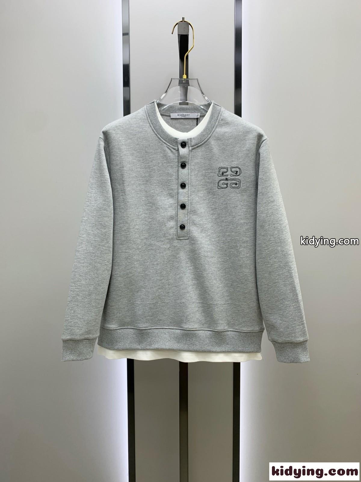お洒落 重ね着風 スウェットシャツ ジバンシィ Tシャツ コピー グレー-0