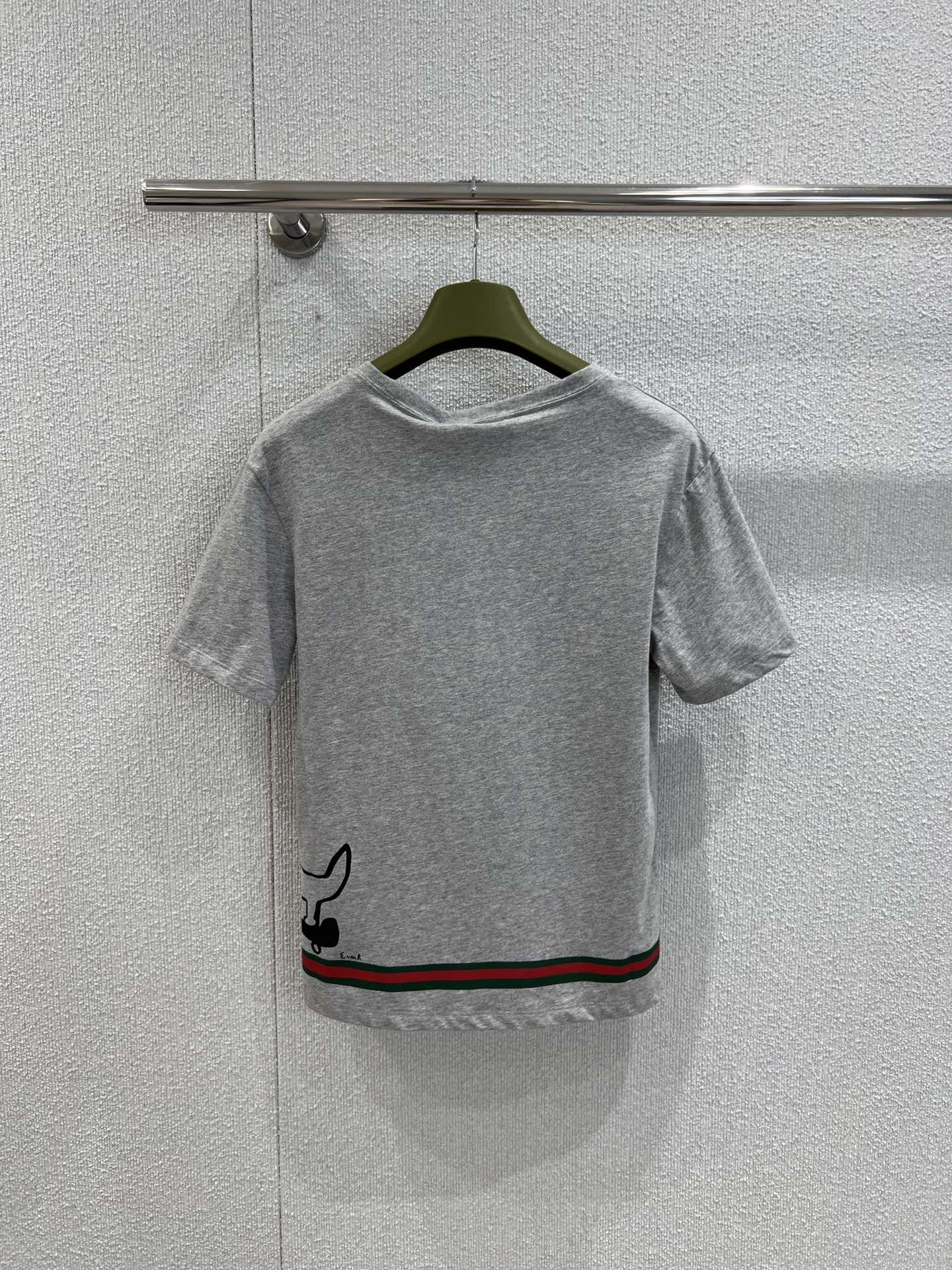 カジュアル プリント グッチ Tシャツ コピー クルーネック トップス グレー-2