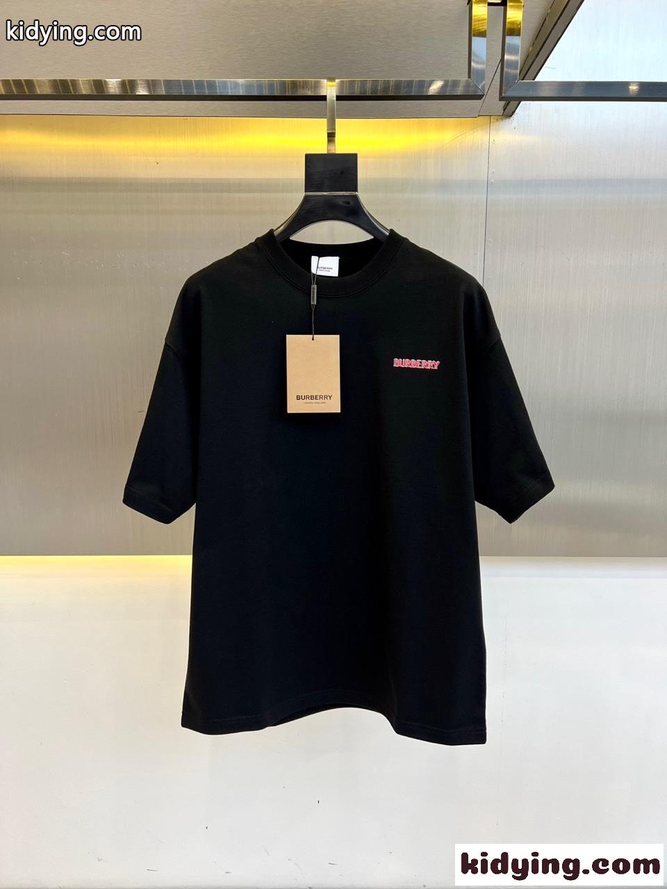 カジュアル リラックス 半袖Tシャツ バーバリー Tシャツ 偽物 クルーネック ブラック-0