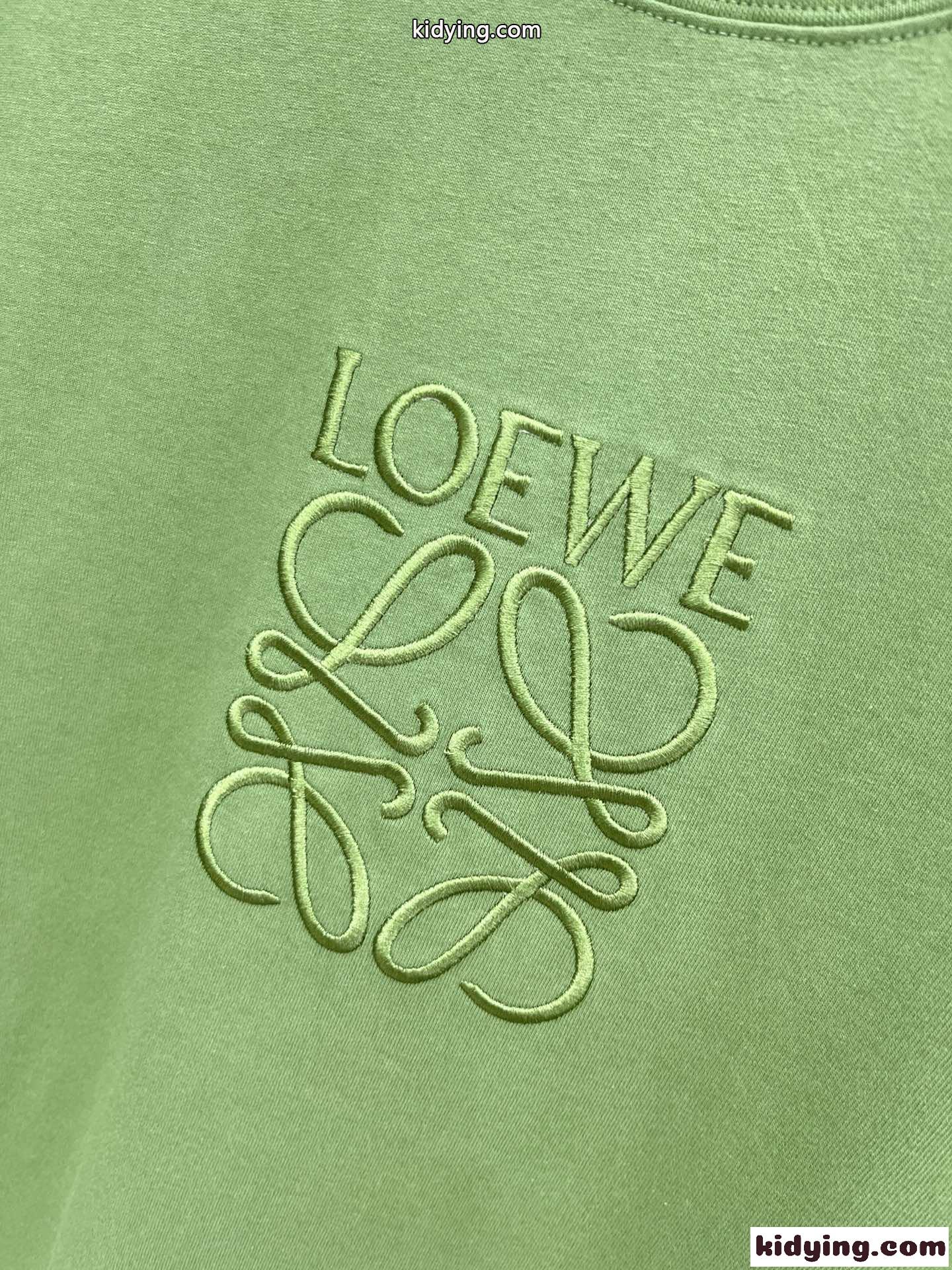 ロエベ Tシャツ コピー 人気 カジュアル 刺繍入り 半袖Tシャツ グリーン-2
