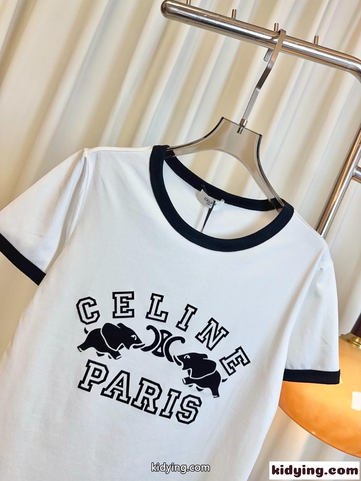 カジュアル おしゃれ プリント セリーヌ Tシャツ コピー 半袖Tシャツ ホワイト-2