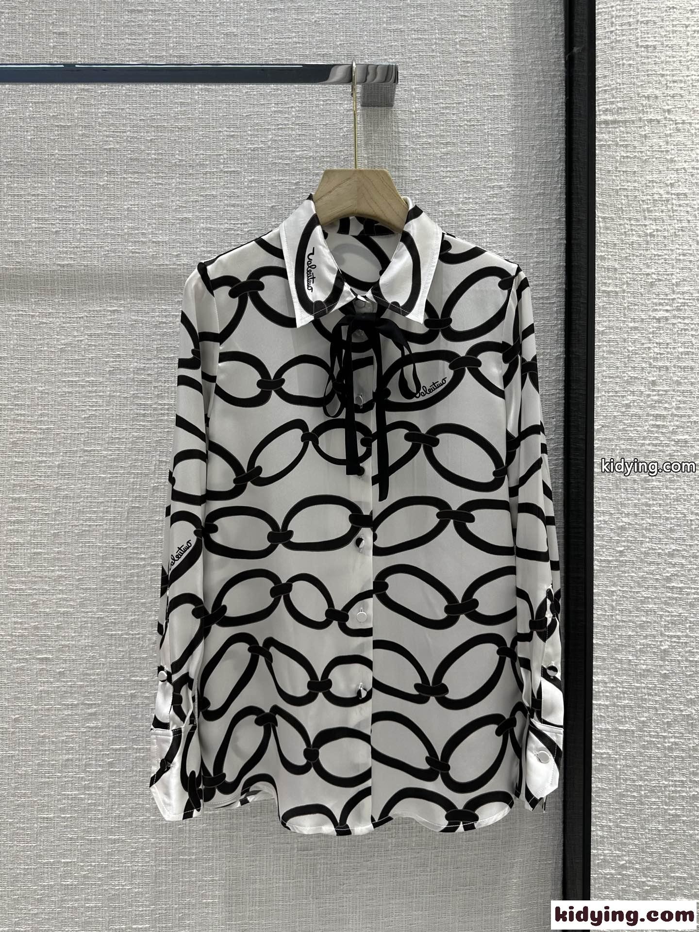 Valentino CHAIN 1967 シャツ シルク ロゴ ヴァレンティノ シャツ コピー レディース-2