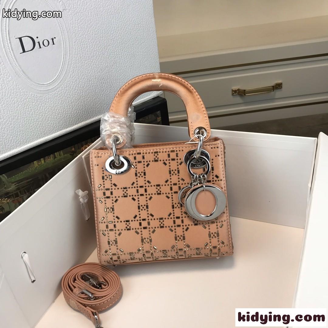 クリスチャン・ディオール バッグ コピー 大人気 LADY DIOR カナージュ サテン ミニバッグ ピンク-1