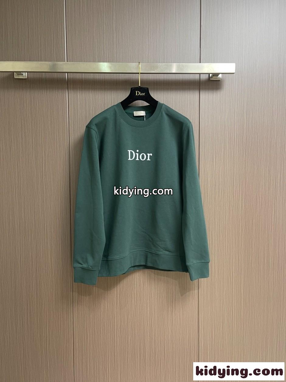 シンプル 洗練された ロゴ コットン スウェットシャツ クリスチャン・ディオール Tシャツ コピー グリーン-0