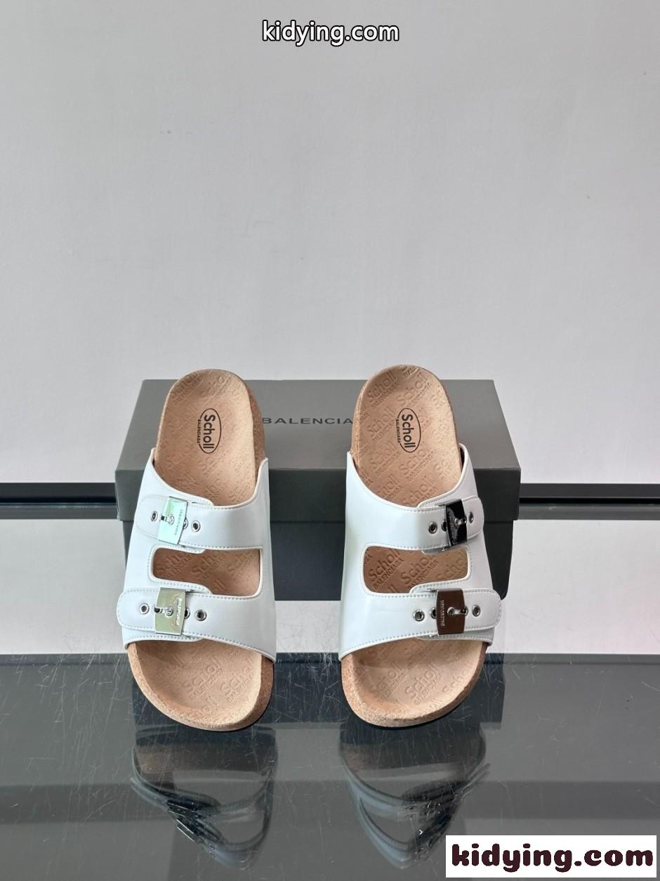 BALENCIAGA × Scholl スライドサンダル バレンシアガ サンダル コピー ホワイト-0