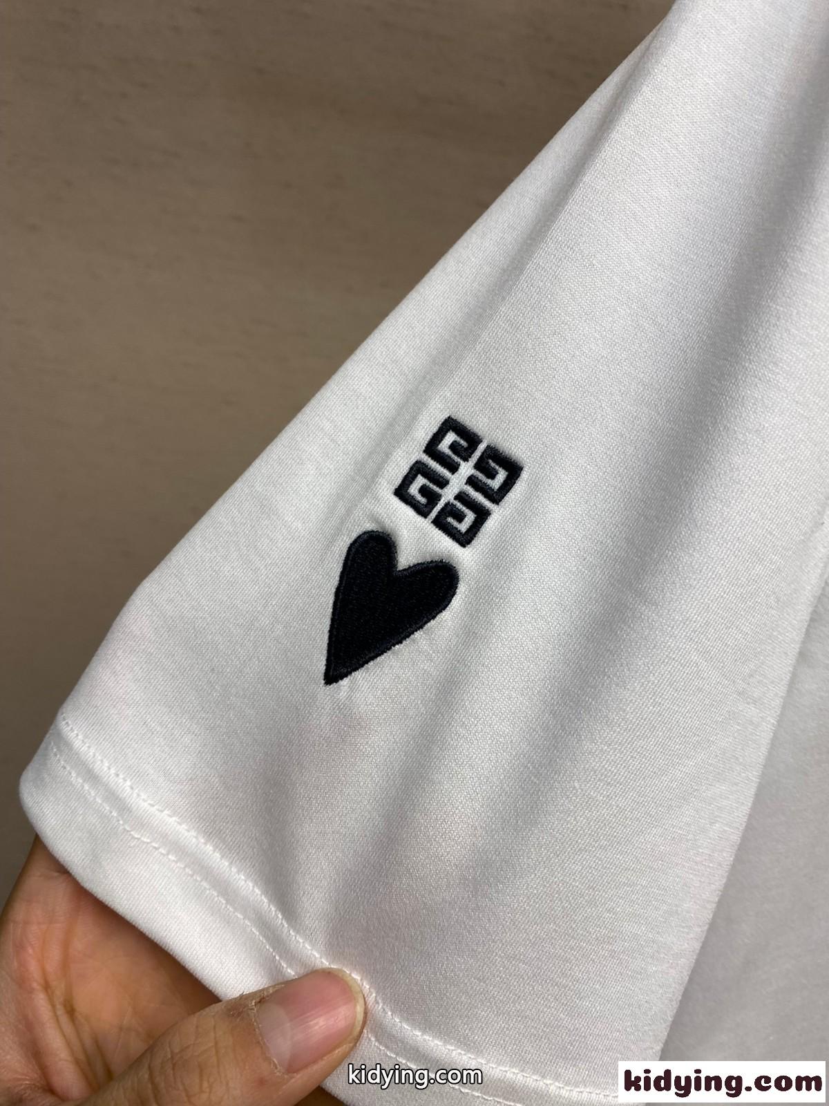 Love プリント クルーネック コットン 半袖Tシャツ ジバンシィ Tシャツ 偽物 ホワイト-3
