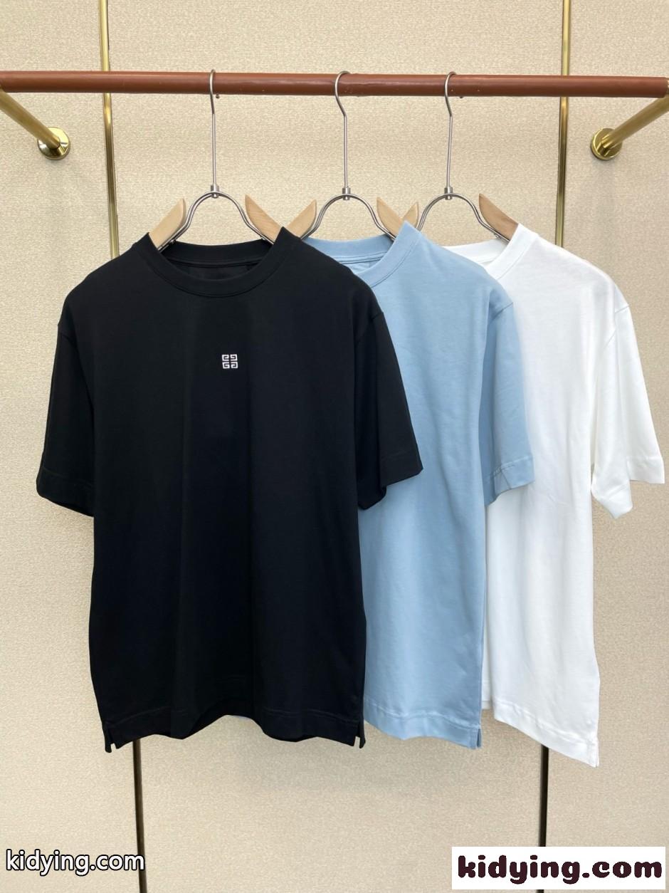 シンプル 洗練された ロゴ刺繍 ジバンシィ Tシャツ 偽物 クルーネック-1