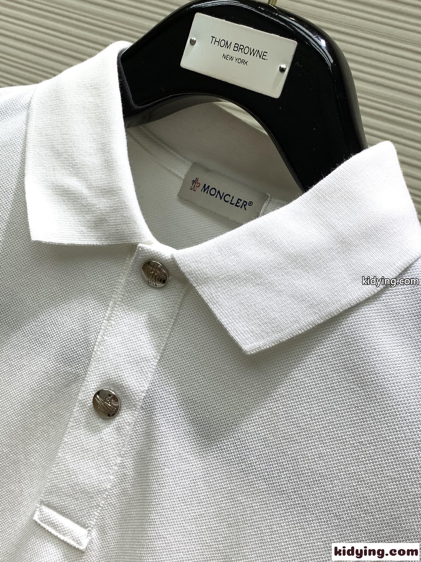 カジュアル 快適 コットンピケ 半袖 ポロシャツ モンクレール Tシャツ コピー ホワイト-1