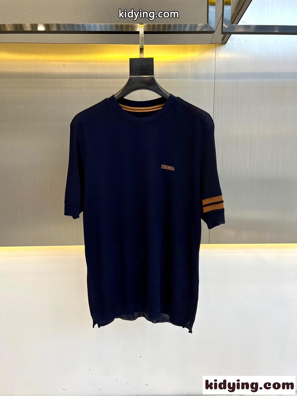 エルメネジルド・ゼニア 半袖Tシャツ コピー 着心地いい クルーネック ネイビー-0