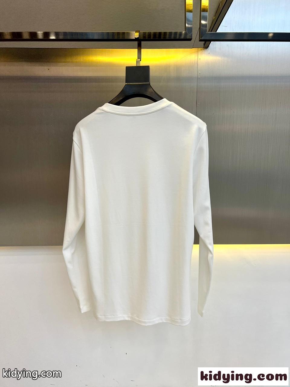 ベーシック ロゴ コットン 長袖Tシャツ アルマーニ Tシャツ コピー ホワイト-3