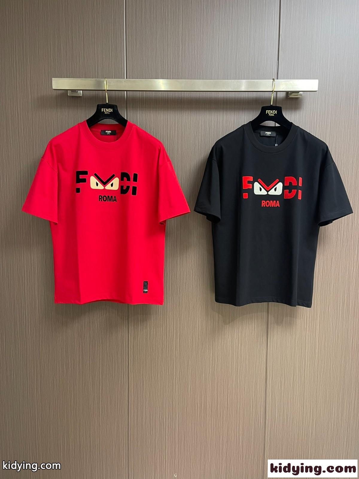 おしゃれ ロゴ 半袖Tシャツ フェンディ Tシャツ コピー クルーネック-0