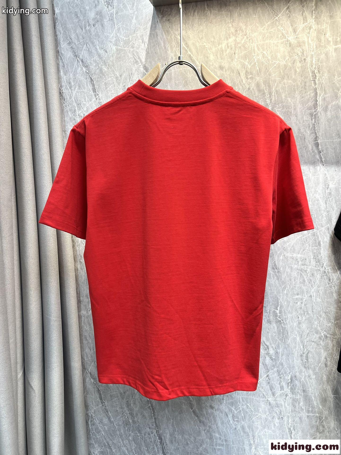 シンプル シャネル Tシャツ 偽物 クルーネック コットン 半袖Tシャツ レッド-4