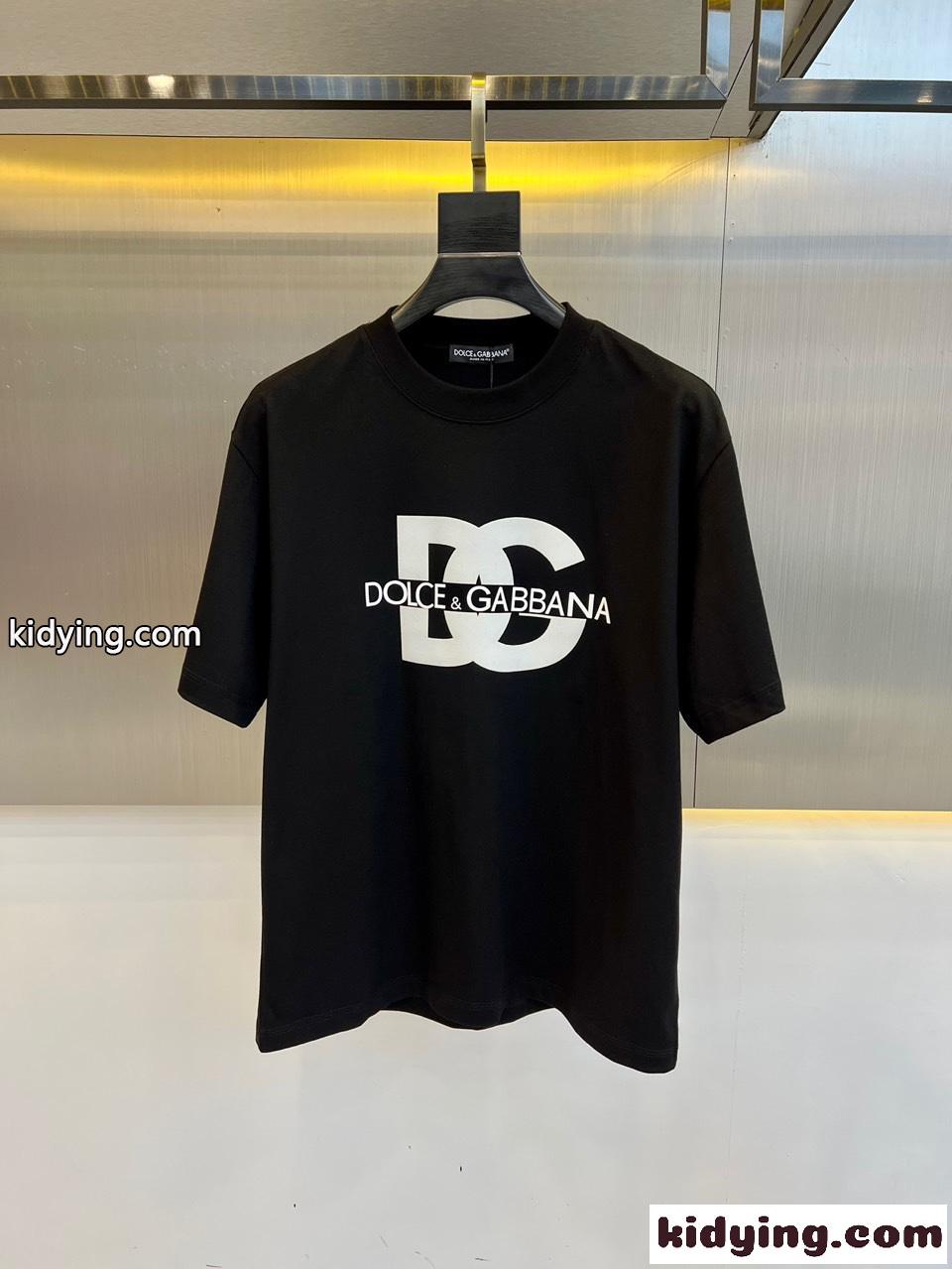 大人気 ロゴプリント クルーネック ドルチェ&ガッバーナ 半袖Tシャツ コピー ブラック-0