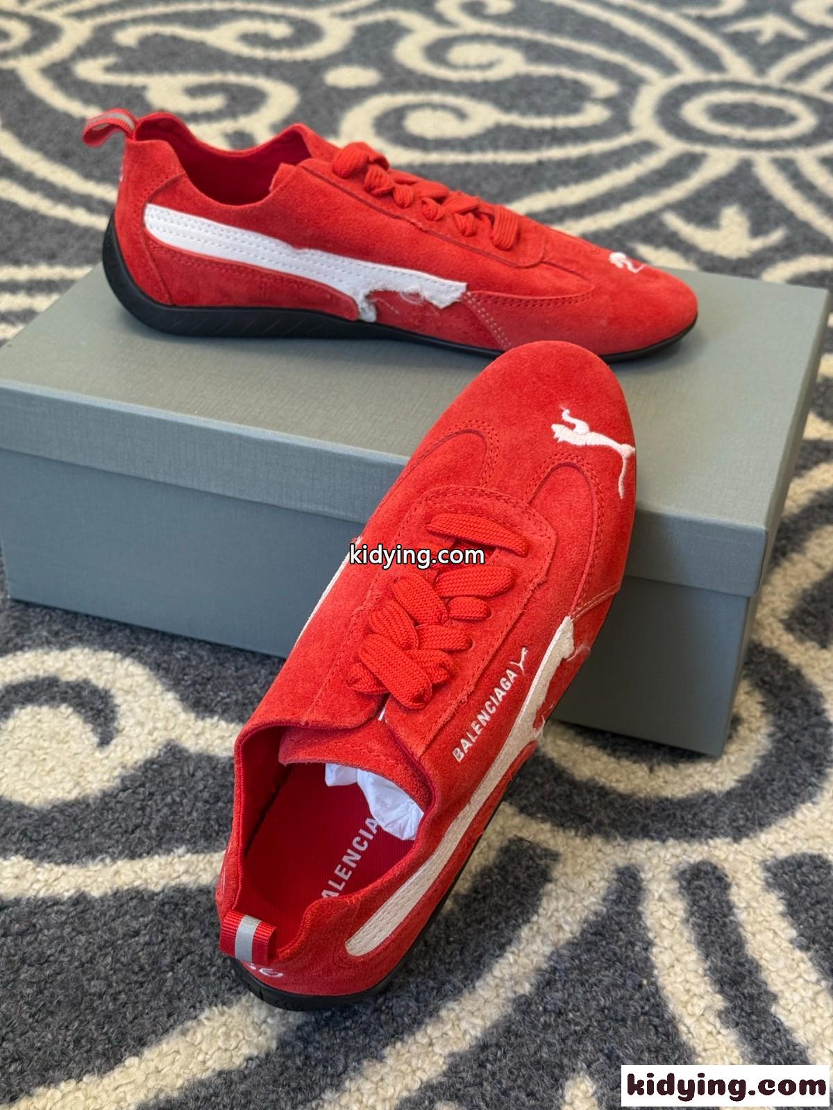 BALENCIAGA × PUMA スエード スピードキャット スニーカー スーパーコピー レッド-2