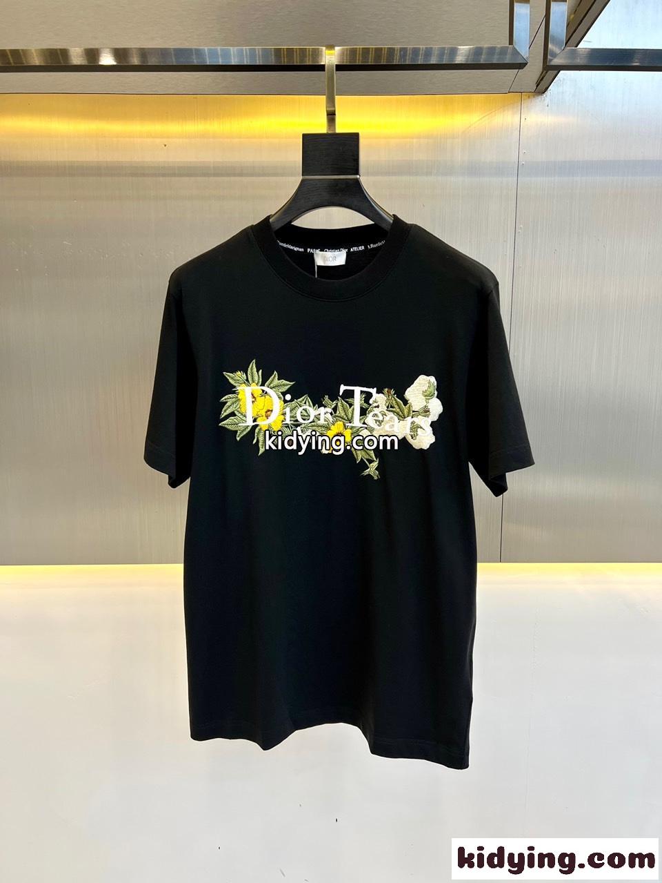 クリスチャン・ディオール Tシャツ コピー クルーネック ユニセックス 春夏 定番 刺繍-0