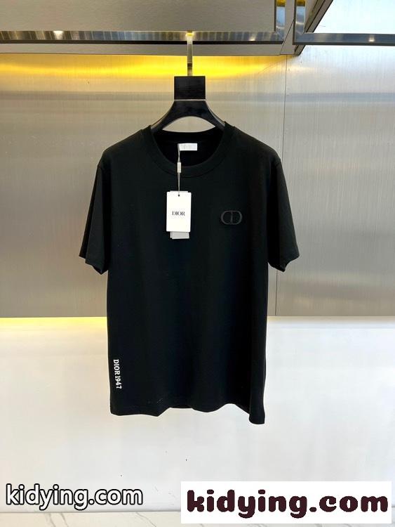 シンプル クルーネック ロゴ入り クリスチャン・ディオール 半袖Tシャツ コピー ブラック-0