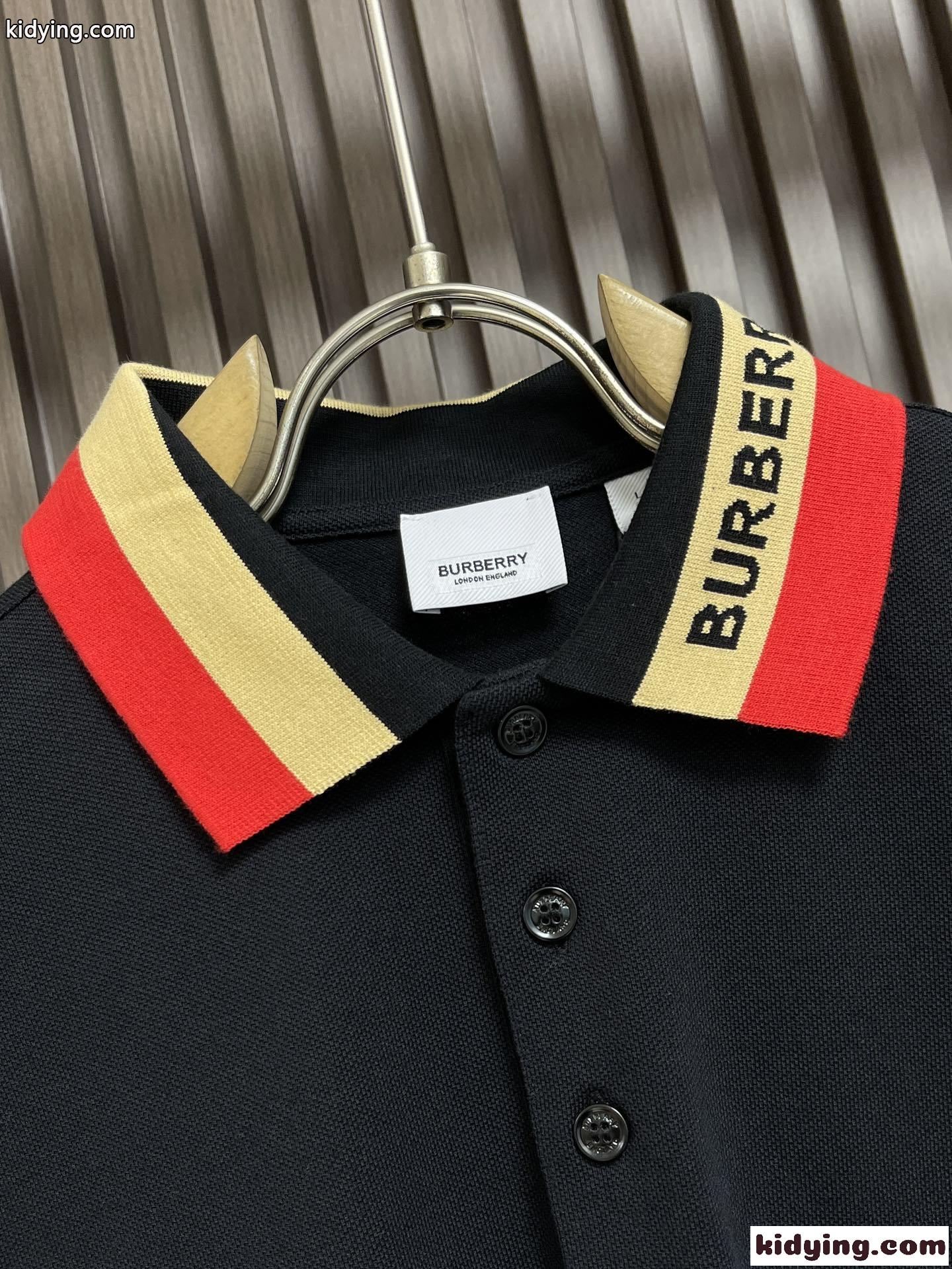 クラシック コットンピケ ポロシャツ バーバリー 半袖Tシャツ コピー ブラック-2