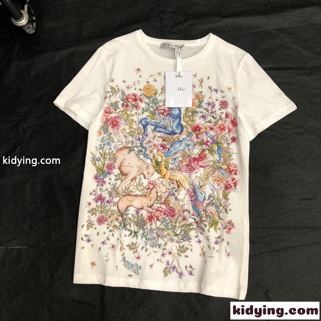 人気 カジュアル おしゃれ プリント クリスチャン・ディオール Tシャツ コピー 半袖 春夏 新作 トップス-2