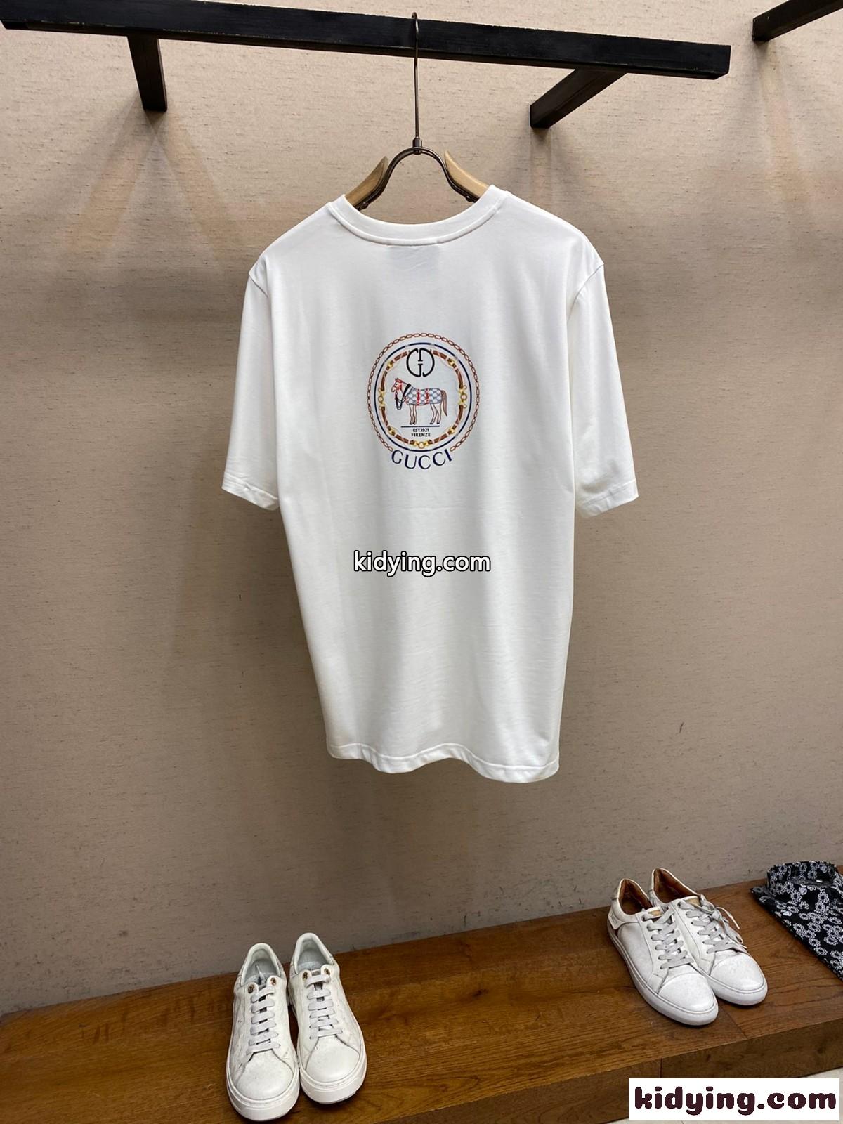 シンプル 合わせやすい クルーネック グッチ Tシャツ コピー 半袖Tシャツ ホワイト-2