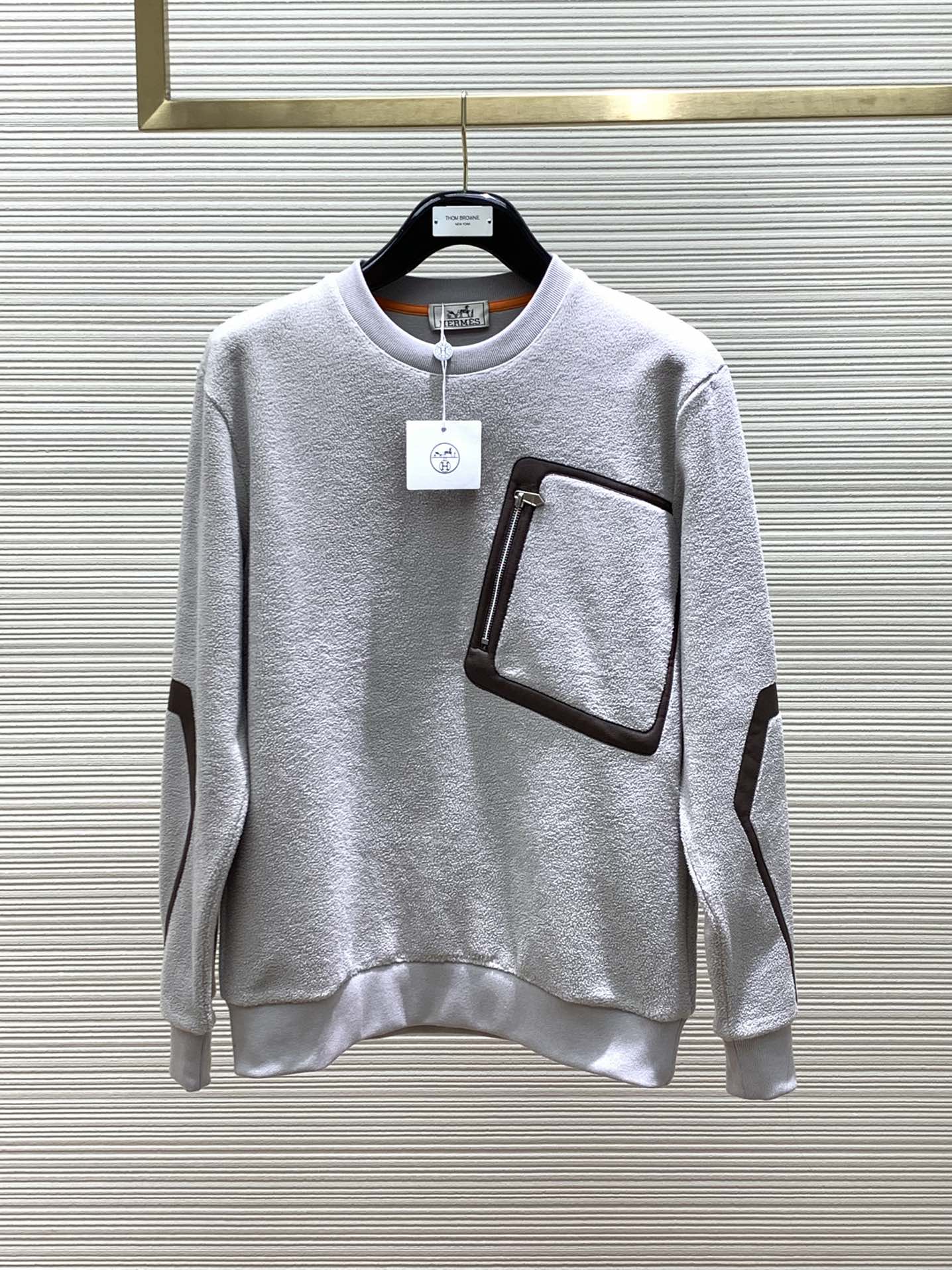 秋冬 カジュアル コットン スウェットシャツ エルメス Tシャツ コピー グレー-0