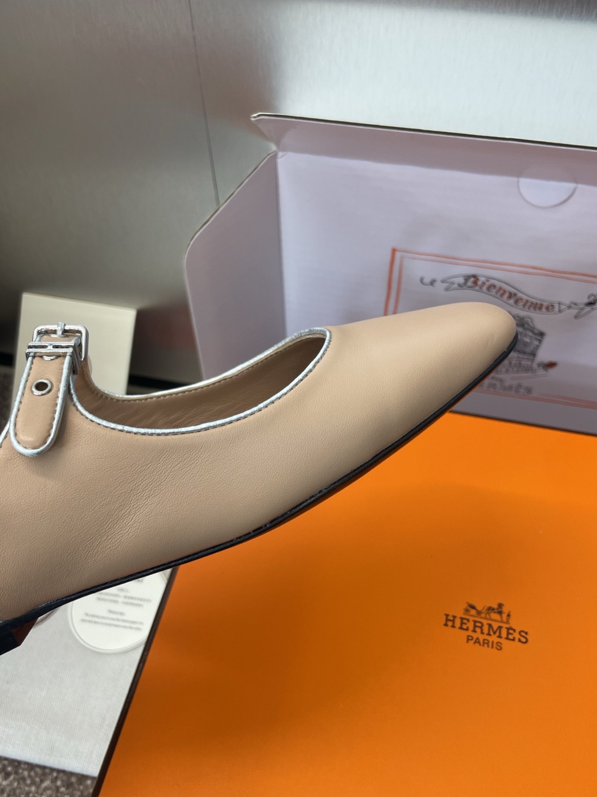 エルメス クレオ スリングバック パンプス スーパーコピー 女性らしい エレガント ベージュ-0
