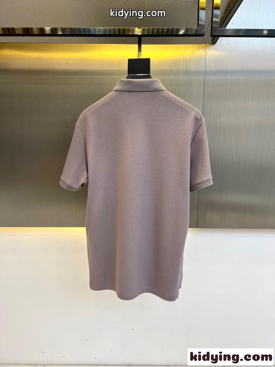 シンプル カジュアル 半袖 ポロシャツ プラダ Tシャツ 偽物 パープル-3