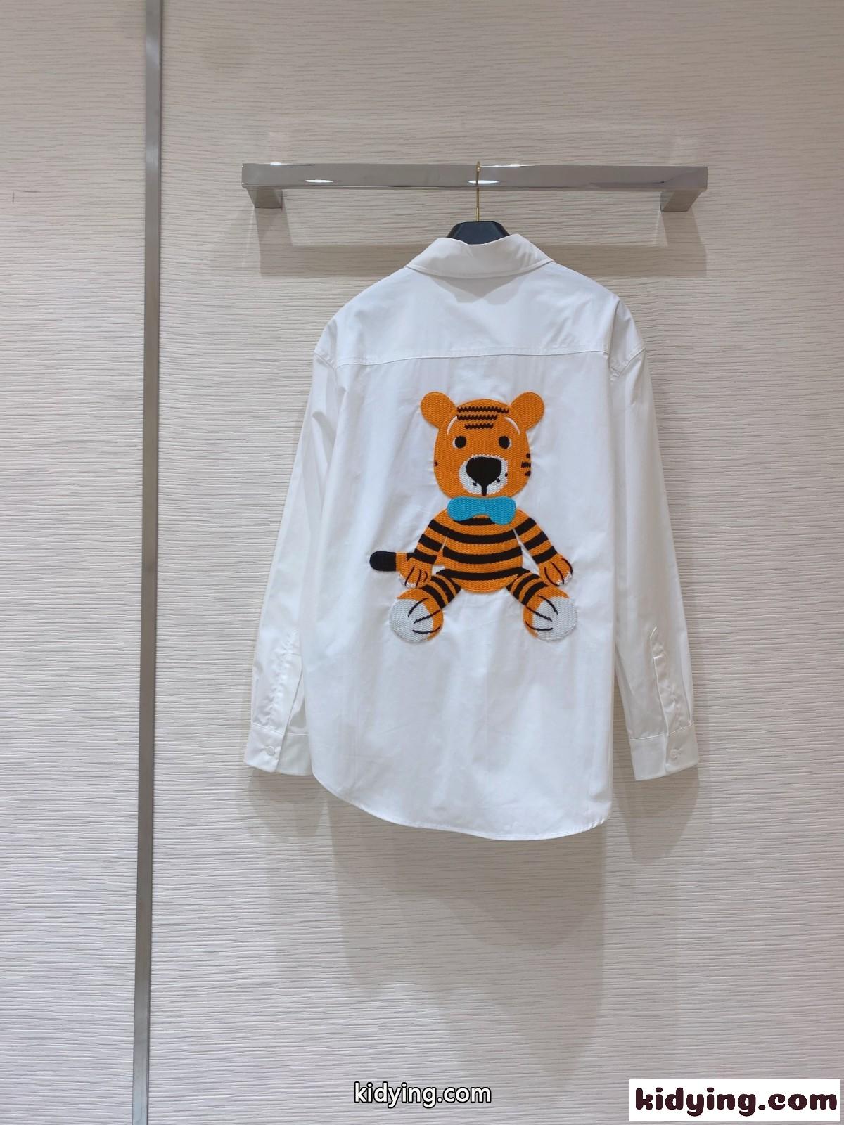 可愛い カジュアル オシャレ 柔らかい タイガー ポロネック ケンゾー シャツ コピー 長袖 トップス きれいめ ホワイト-4