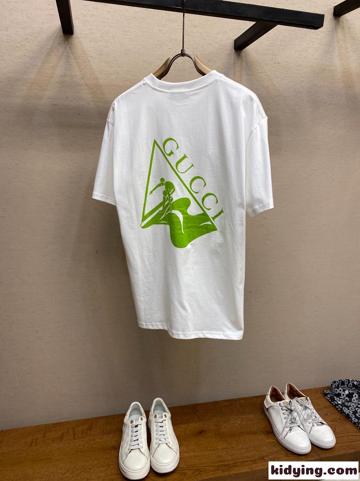 グッチ Tシャツ コピー クルーネック おしゃれ プリント 半袖Tシャツ-2