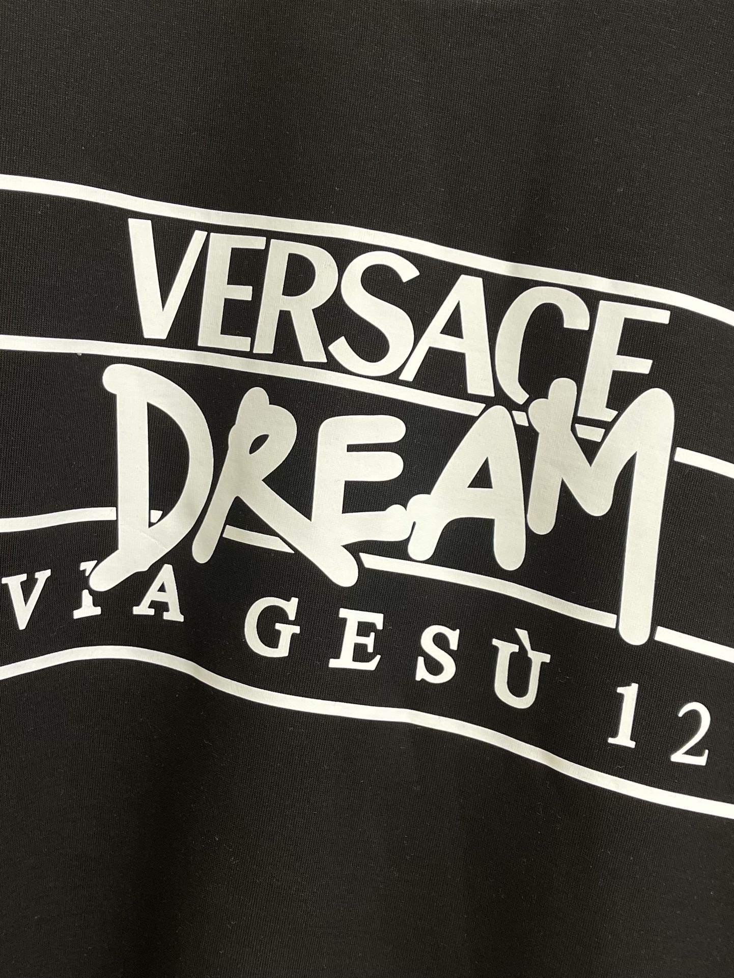 カジュアル ロゴ プリント スウェットシャツ ヴェルサーチェ Tシャツ コピー ブラック-2