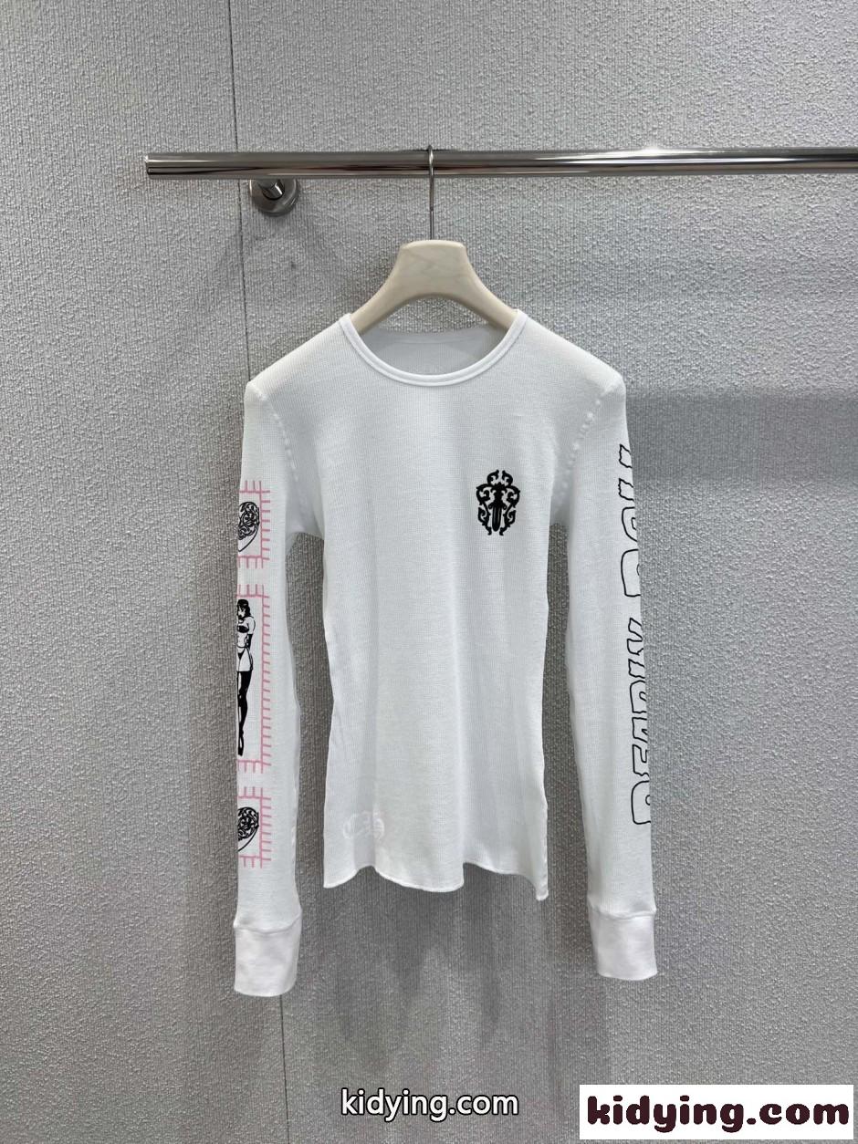 スタイリッシュ コットン ロングスリーブTシャツ クロムハーツ Tシャツ コピー ホワイト-0