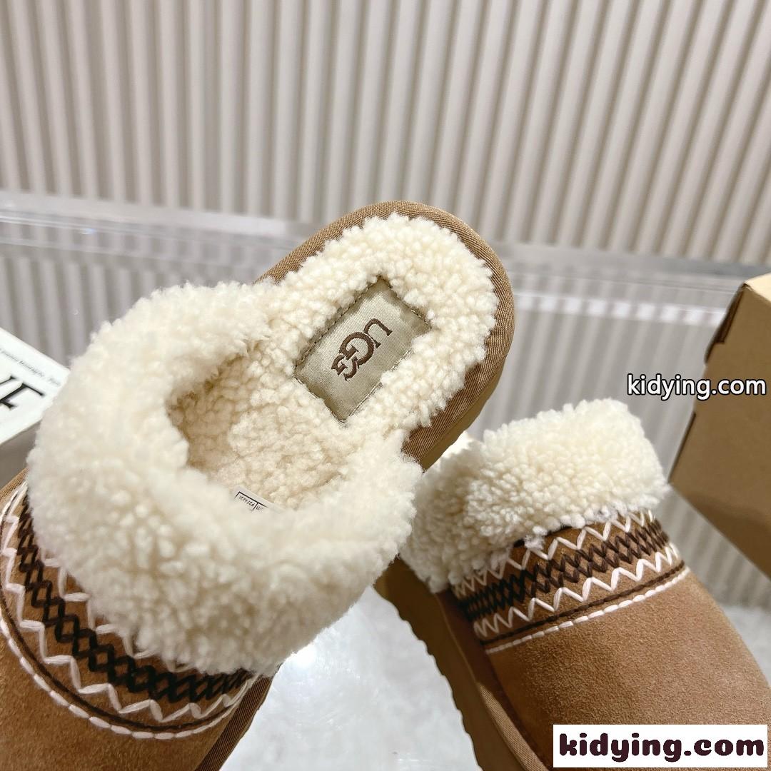秋冬 カジュアル スエード ムートン スリッパ アグ サンダル スーパーコピー UGG ブラウン-3
