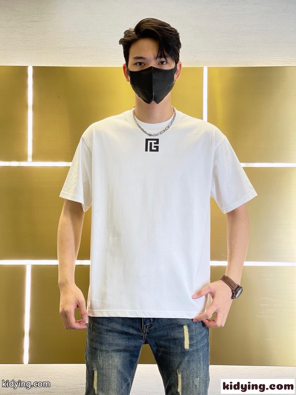 カジュアル おしゃれ バルマン Tシャツ コピー 半袖 クルーネック コットン トップス-1
